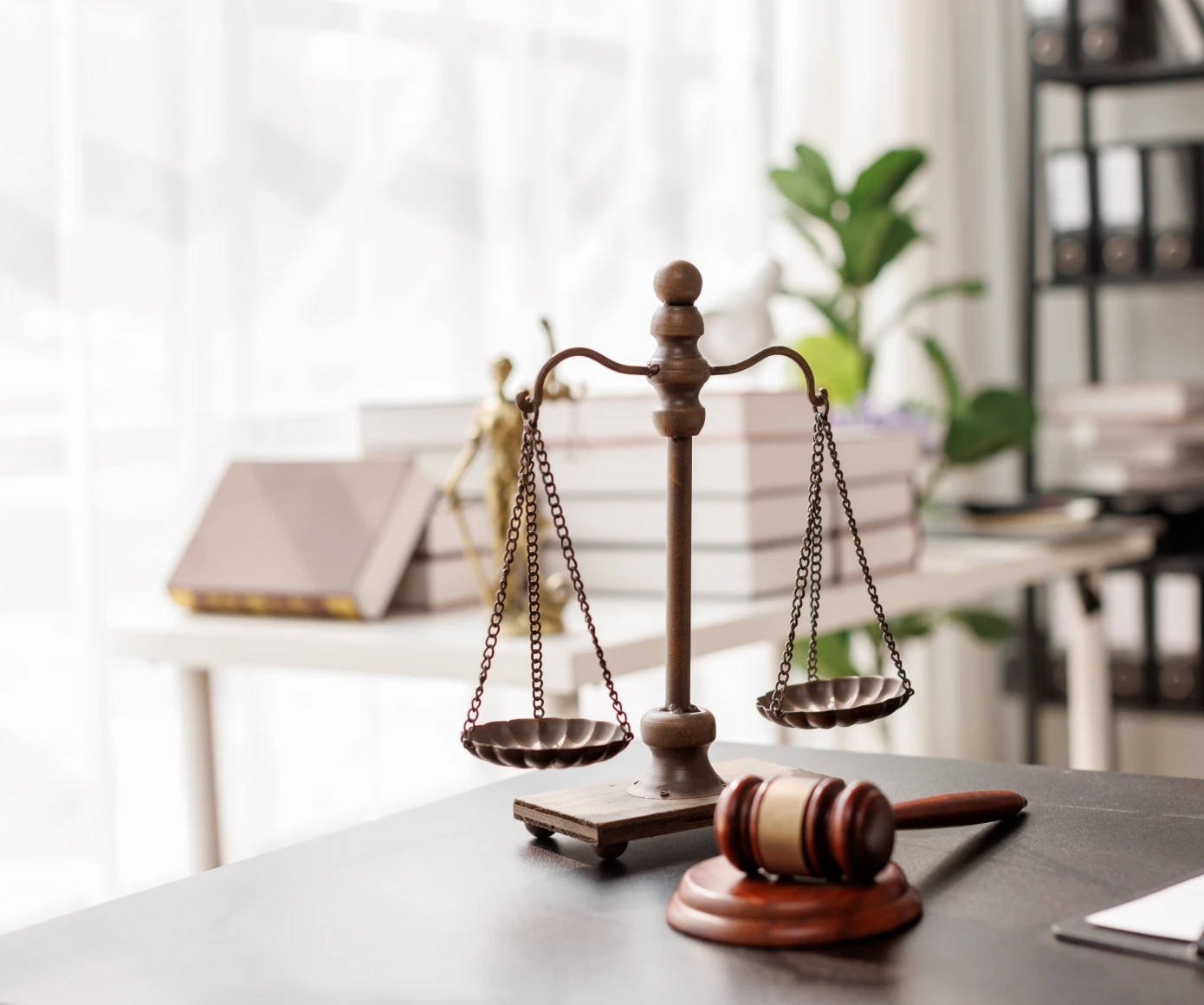 Law office with scales and gavel